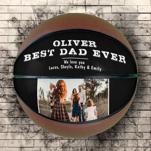 白黒最高のパパ父の日家族の写真 バスケットボール