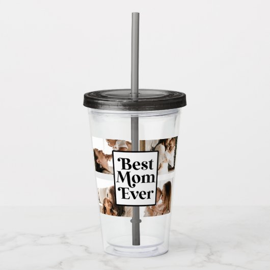 白黒最高のママエバカスタム写真 アクリルタンブラー (正面)