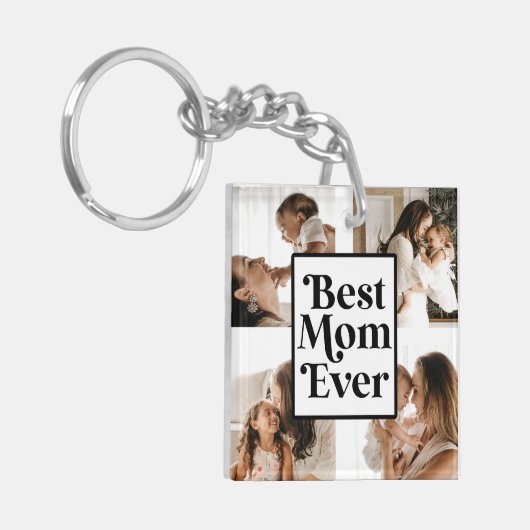 白黒最高のママエバカスタム写真 キーホルダー (正面左)