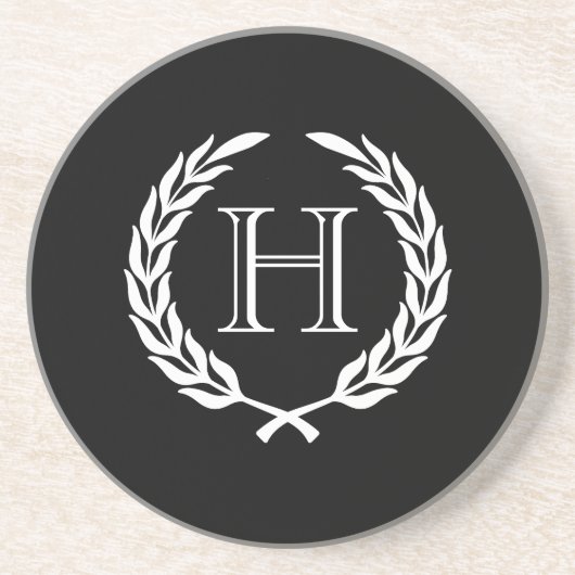 白黒月桂樹のリース コースター (正面)