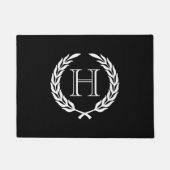 白黒月桂樹のリース ドアマット (正面)