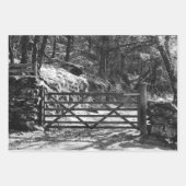 白黒木と門 ラッピングペーパーシート (正面)