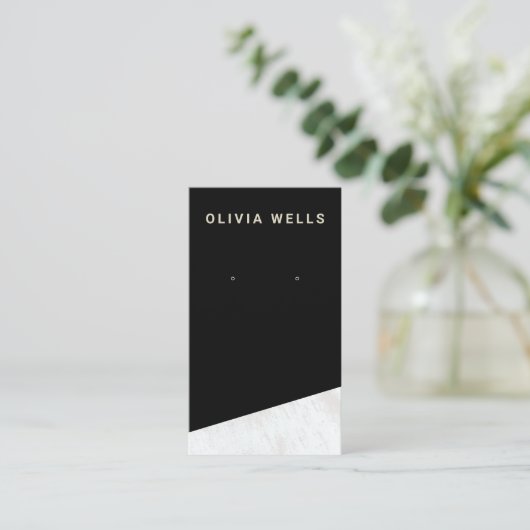 白黒木材イヤリング表示ホルダー 名刺 (スタンド正面)