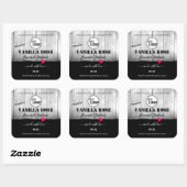 白黒木目製品ラベルハートロゴ スクエアシール (シート)