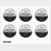 白黒木目製品ラベルハートロゴ ラウンドシール (シート)