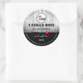 白黒木目製品ラベルハートロゴ ラウンドシール (バッグ)