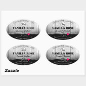 白黒木目製品ラベルハートロゴ 楕円形シール (シート)