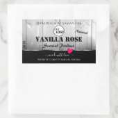 白黒木目製品ラベルハートロゴ 長方形シール (バッグ)