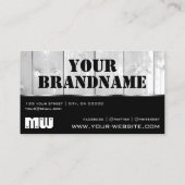 白黒木製ボードウッドグレインルックモノグラム 名刺 (裏面)