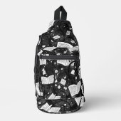 白黒本の背景 スリングバッグ (正面)