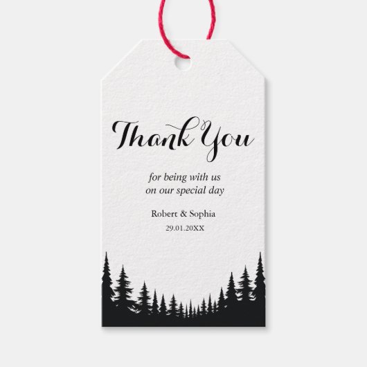 白黒松冬の結婚式 ギフトタグ (正面)