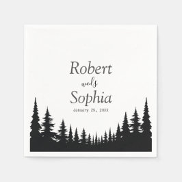 白黒松冬の結婚式 スタンダードカクテルナプキン