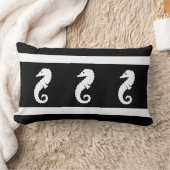 白黒枕の沿岸のシーホース ランバークッション (ブランケット)