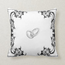 白黒枕結婚式で指輪を運んで来る人のヴィンテージの花柄