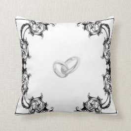 白黒枕結婚式で指輪を運んで来る人のヴィンテージの花柄 クッション