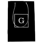 白黒枠イニシャルモノグラム ミディアムペーパーバッグ (正面)