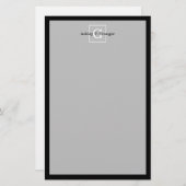 白黒枠イニシャルモノグラム 便箋 (正面/裏面)