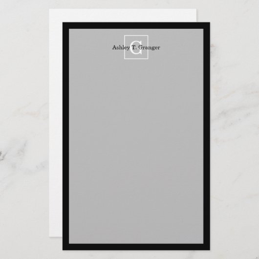 白黒枠イニシャルモノグラム 便箋 (正面/裏面)