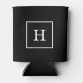 白黒枠イニシャルモノグラム 缶クーラー (正面)
