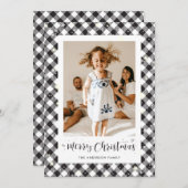 白黒格子写真メリークリスマスカード シーズンカード (正面/裏面)