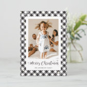 白黒格子写真メリークリスマスカード シーズンカード (スタンド正面)