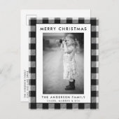 白黒格子写真メリークリスマスカード ポストカード (正面/裏面)
