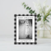 白黒格子写真メリークリスマスカード ポストカード (スタンド正面)