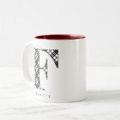白黒格子文字F ツートーンマグカップ (正面左)