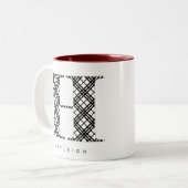 白黒格子文字H ツートーンマグカップ (正面左)