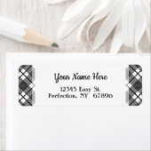 白黒格子模様の編集可能差出人住所 ラベル (インサイチュ)