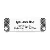 白黒格子模様の編集可能差出人住所 ラベル (正面)