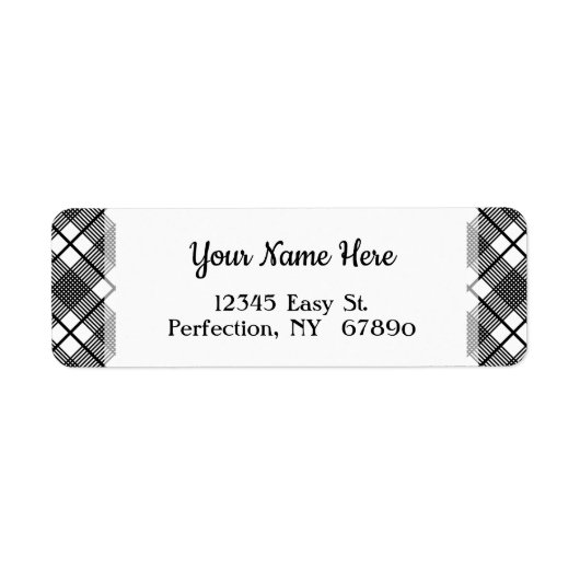 白黒格子模様の編集可能差出人住所 ラベル (正面)