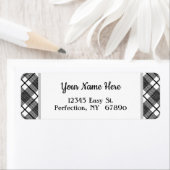 白黒格子模様の編集可能差出人住所 ラベル (インサイチュ)