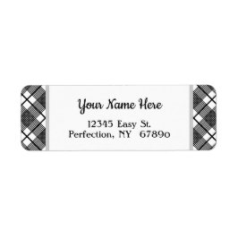 白黒格子模様の編集可能差出人住所 ラベル