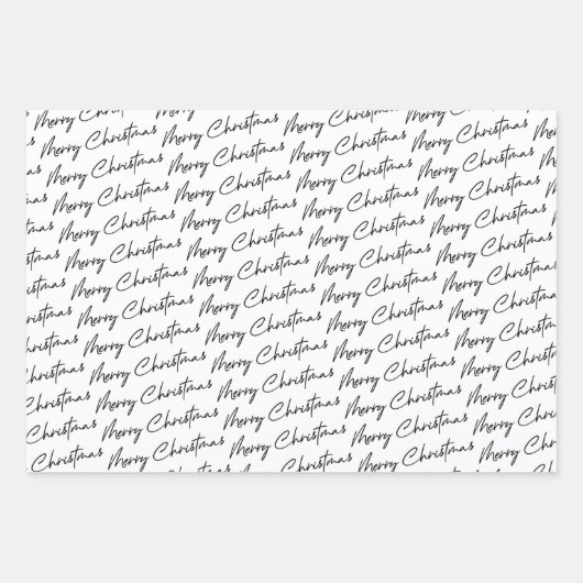 白黒格子模様クリスマス ラッピングペーパーシート (正面3)