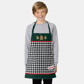 白黒格子状ジンジャーブレッドマングリーンスモール エプロン (着用した状態)