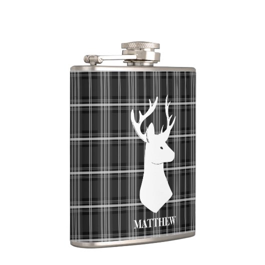 白黒格子縞の雄鹿の頭部 フラスク (右)