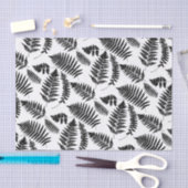 白黒森林シダパターン 薄葉紙 (クラフト)