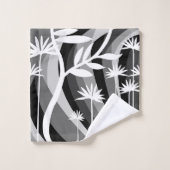 白黒植物デザイン バスタオルセット (ウォッシュタオル)