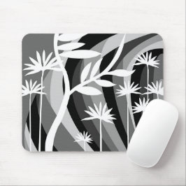 白黒植物デザイン マウスパッド