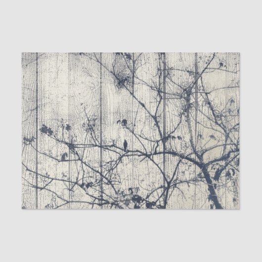 白黒植物モチーフの絵 薄葉紙 (正面)