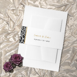 白黒植物名縁ど日付 招待状ベリーバンド