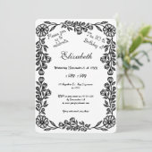 白黒植物学フローラ30歳の誕生日 招待状 (スタンド正面)