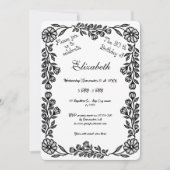 白黒植物学フローラ30歳の誕生日 招待状 (正面)