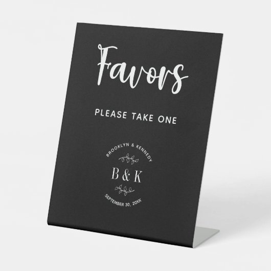 白黒植物性結婚式の引き出物テイクワン 台座サイン (正面)