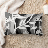 白黒植物植物デザイン ランバークッション (ブランケット)