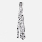 白黒植物花柄 ネクタイ (裏面)