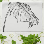 白黒植物離れ キッチンタオル (折り畳み)