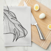 白黒植物離れ キッチンタオル (四つ折り)