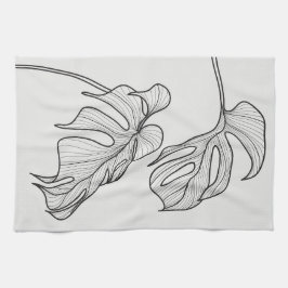 白黒植物離れ キッチンタオル